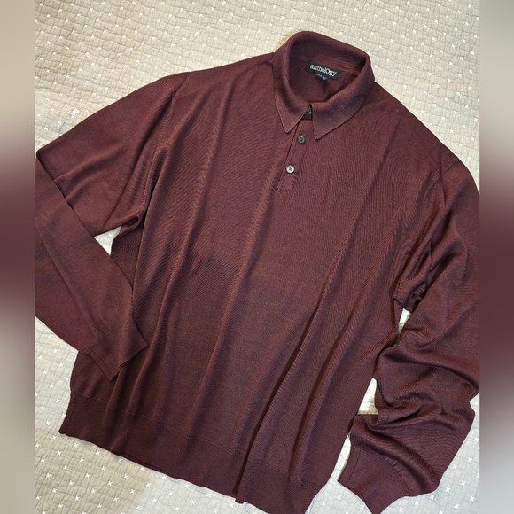Men's Silk Anthology Plum Button Sweater - Picture 2 of 8